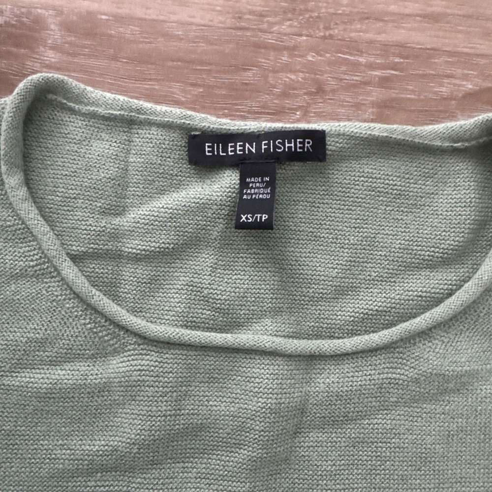Eileen Fisher Light Weight‎ Sweater Green Size Xs  Organic Cotton - Picture 2 of 6